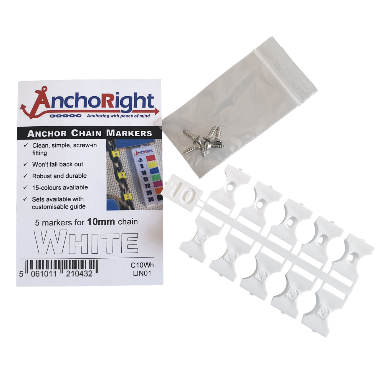 ANCHORIGHT Kettenmarkierungen - 10mm - Weiß